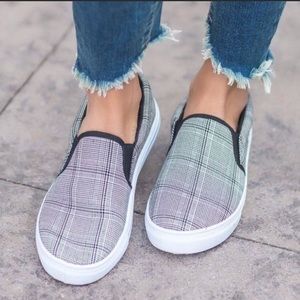 Qupid Plaid Slip-On Sneakers